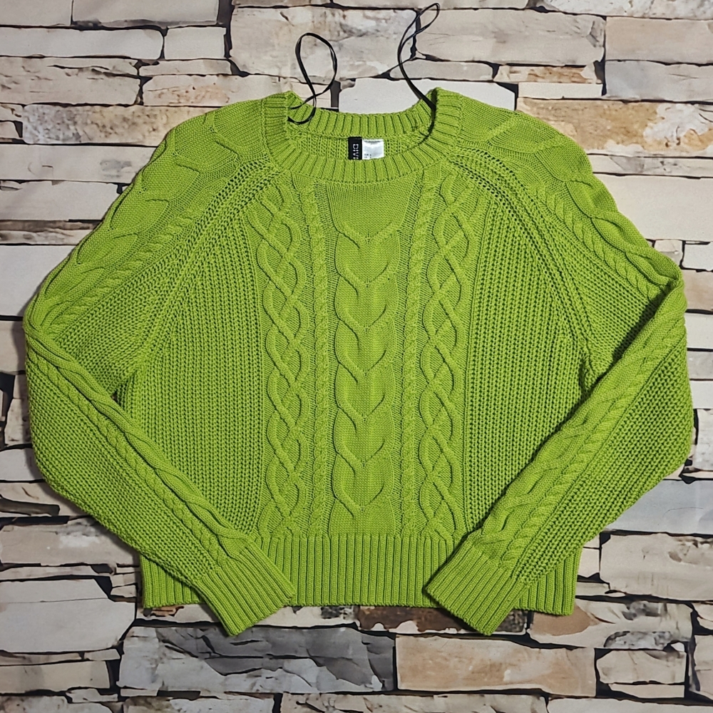 S | Divided | Cable Knit Crewneck Pullover Sweater